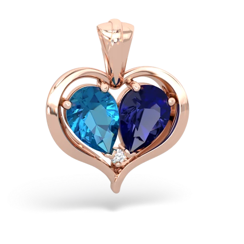 london topaz-lab sapphire half heart whole pendant