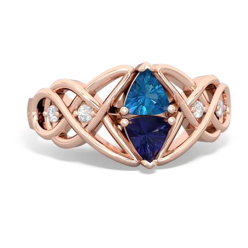 london topaz-lab sapphire celtic knot ring