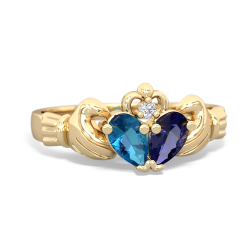 london topaz-lab sapphire claddagh ring