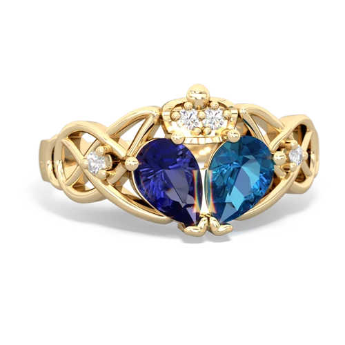 london topaz-lab sapphire claddagh ring