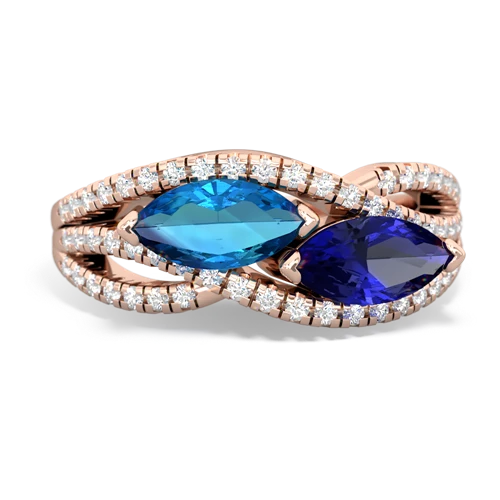 london topaz-lab sapphire double heart ring