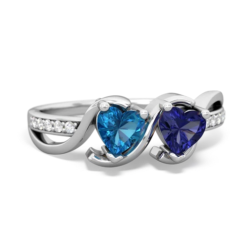 london topaz-lab sapphire double heart ring