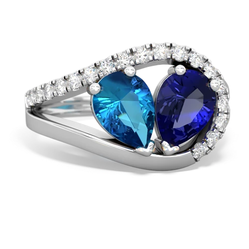 london topaz-lab sapphire pave heart ring