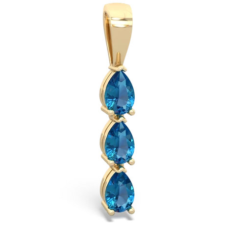 blue topaz-peridot three stone pendant