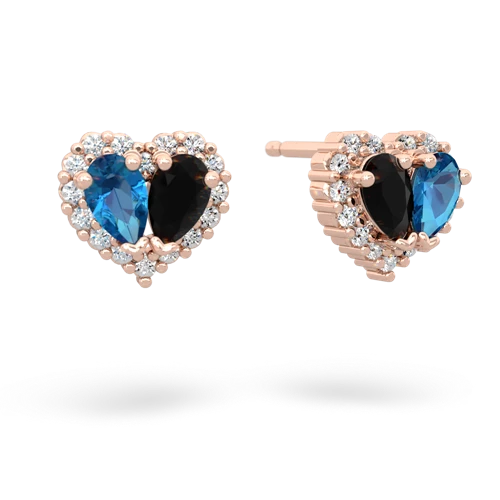 london topaz-onyx halo-heart earrings