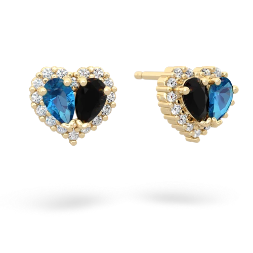 london topaz-onyx halo-heart earrings