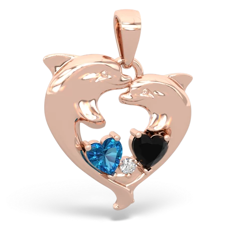 london topaz-onyx dolphins pendant