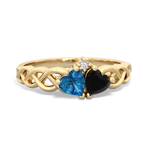 london topaz-onyx celtic braid ring