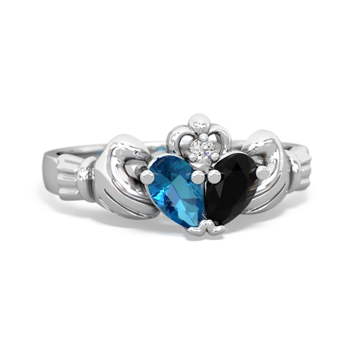 london topaz-onyx claddagh ring