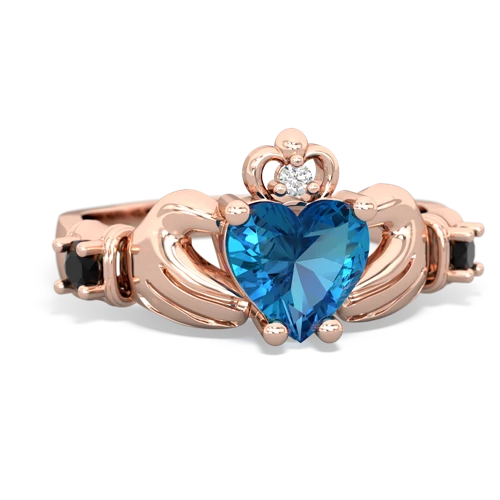 london topaz-onyx claddagh ring