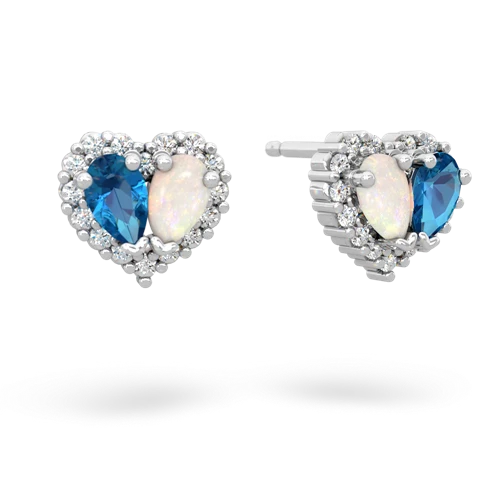 london topaz-opal halo-heart earrings