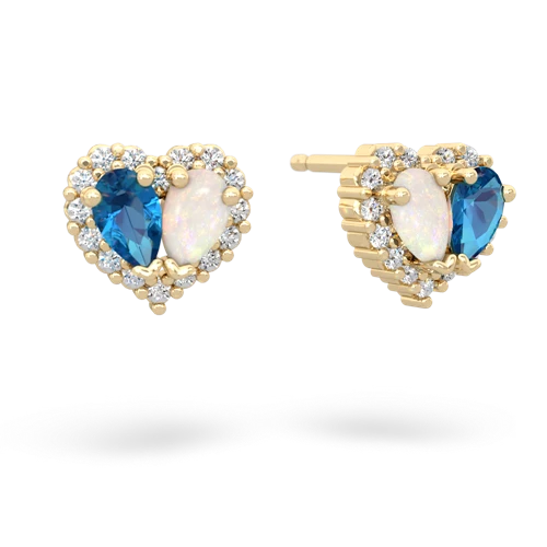 london topaz-opal halo-heart earrings