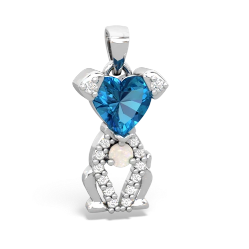 london topaz-opal birthstone puppy pendant