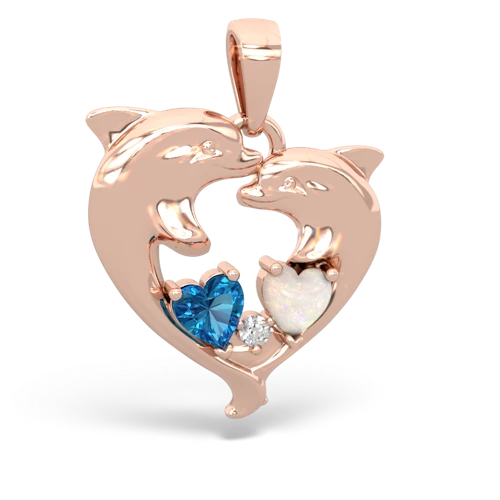 london topaz-opal dolphins pendant