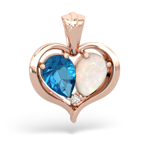 london topaz-opal half heart whole pendant