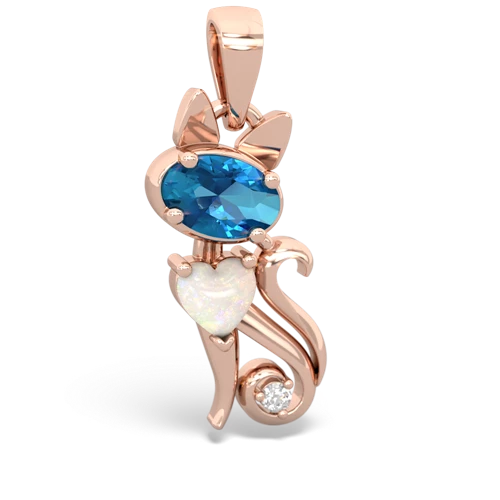 london topaz-opal kitten pendant