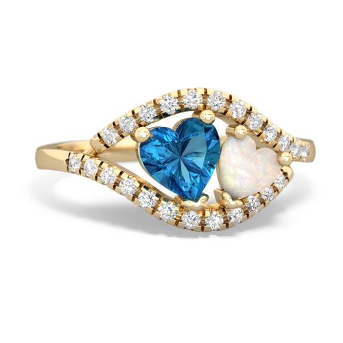 london topaz-opal mother child ring