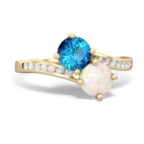 london topaz-opal two stone channel ring