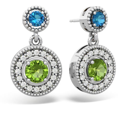 london topaz-peridot halo earrings