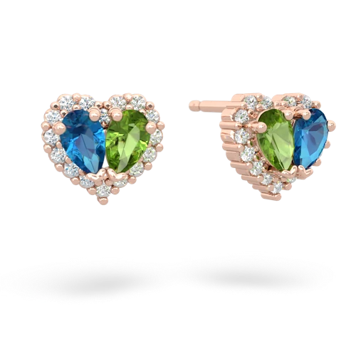 london topaz-peridot halo-heart earrings