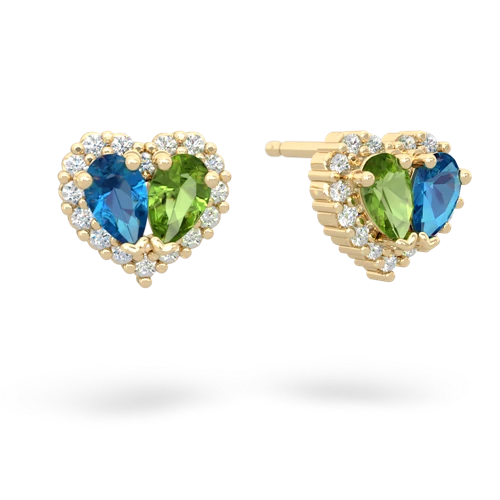 london topaz-peridot halo-heart earrings