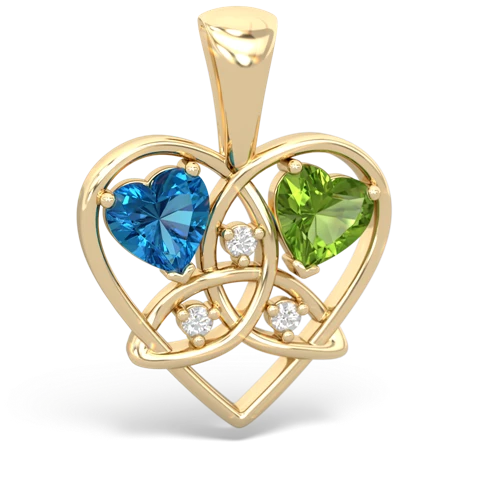 london topaz-peridot celtic heart pendant