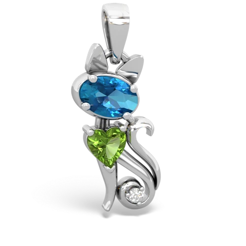 london topaz-peridot kitten pendant