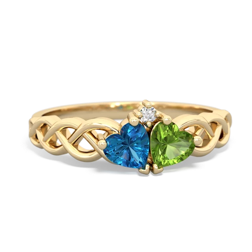 london topaz-peridot celtic braid ring