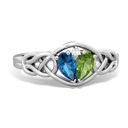 london topaz-peridot celtic knot ring