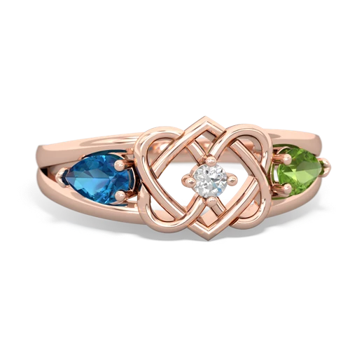 london topaz-peridot double heart ring