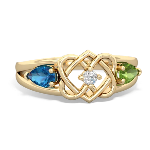 london topaz-peridot double heart ring