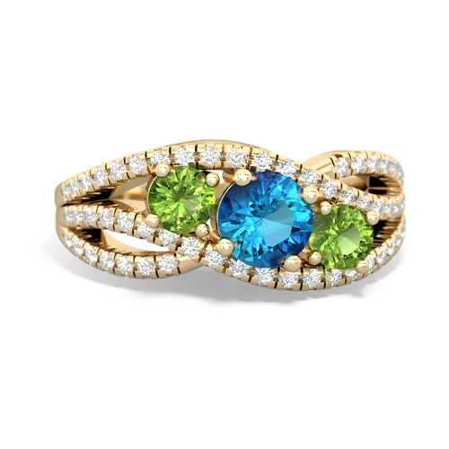 london topaz-peridot three stone pave ring