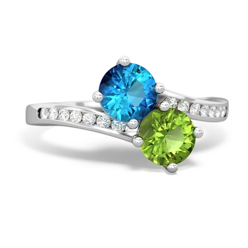 london topaz-peridot two stone channel ring