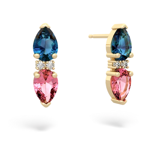 london topaz-pink sapphire bowtie earrings