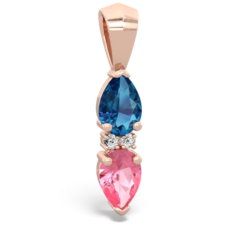 london topaz-pink sapphire bowtie pendant