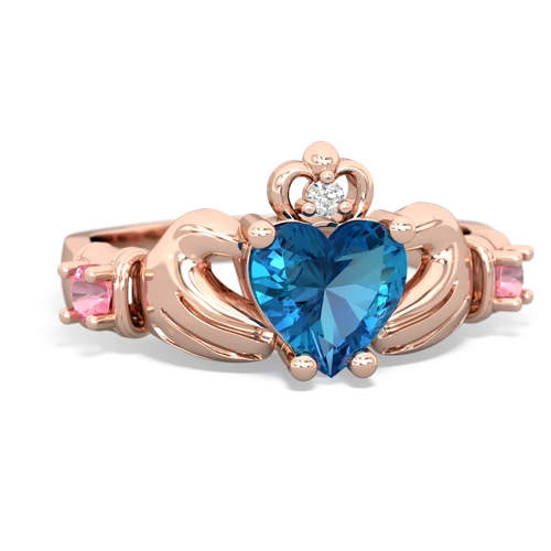 london topaz-pink sapphire claddagh ring