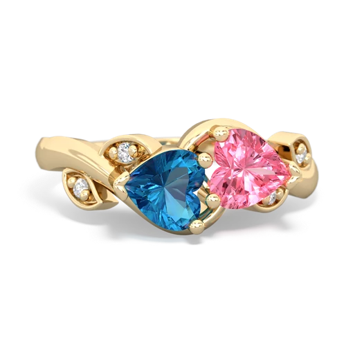 london topaz-pink sapphire floral keepsake ring