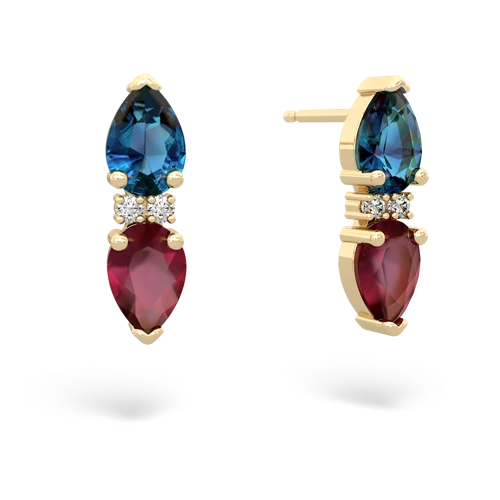 london topaz-ruby bowtie earrings