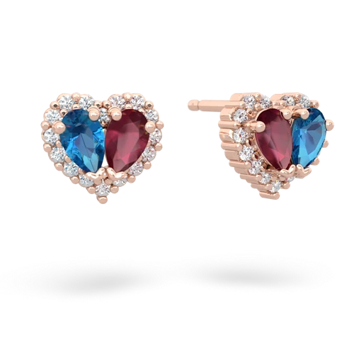 london topaz-ruby halo-heart earrings
