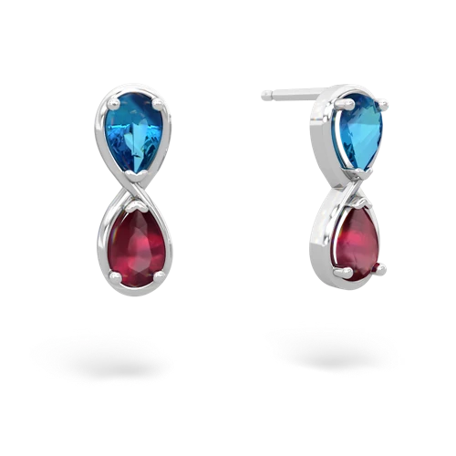 london topaz-ruby infinity earrings