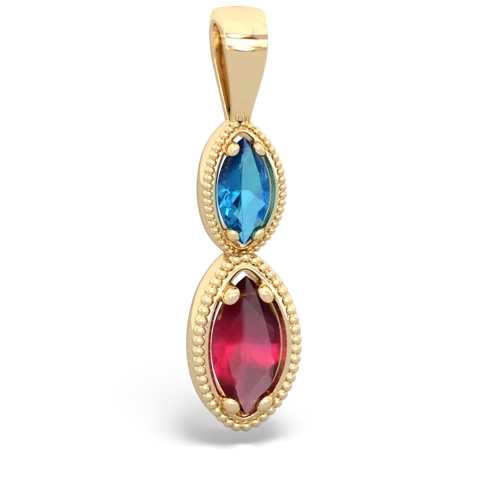 london topaz-ruby antique milgrain pendant