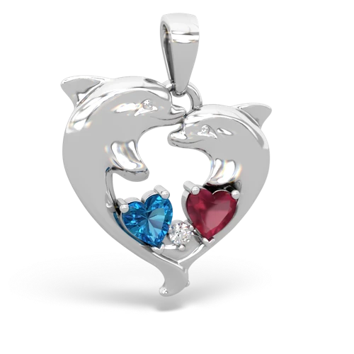 london topaz-ruby dolphins pendant