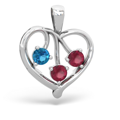 london topaz-ruby love heart pendant