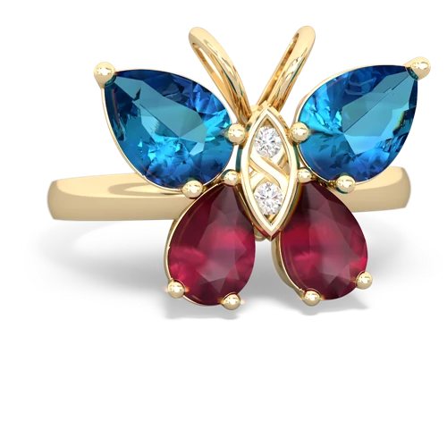 london topaz-ruby butterfly ring