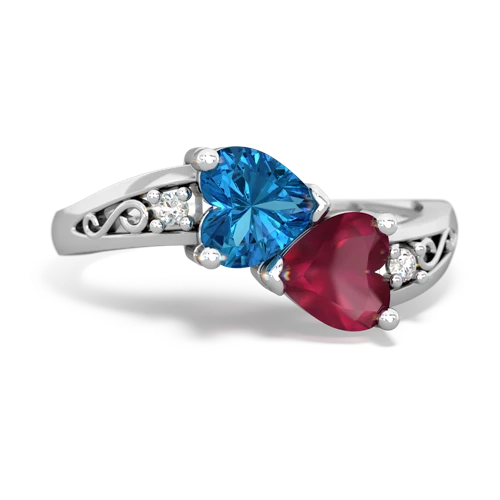 london topaz-ruby filligree ring