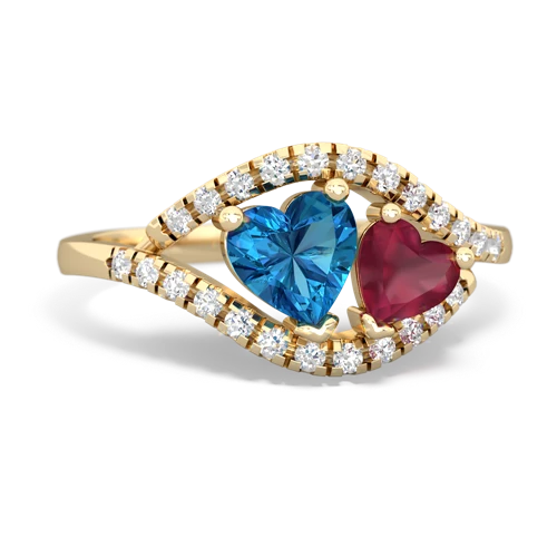 london topaz-ruby mother child ring