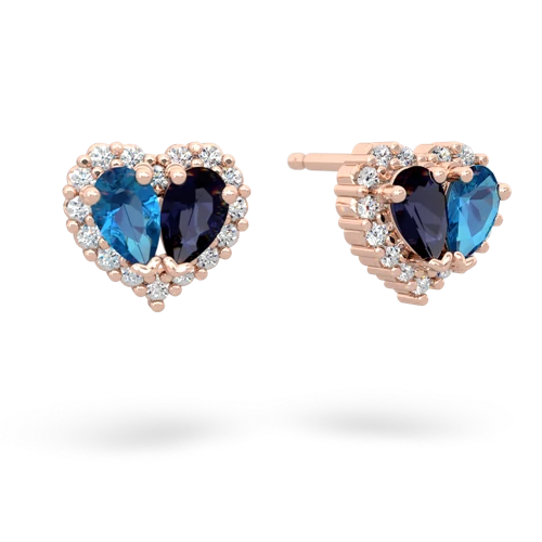 london topaz-sapphire halo-heart earrings