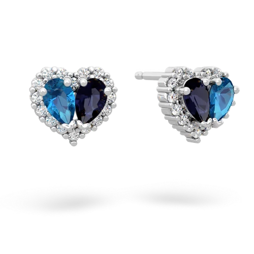 london topaz-sapphire halo-heart earrings