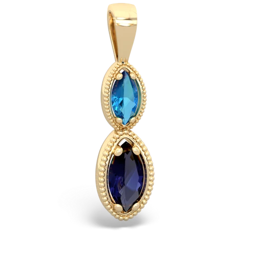 london topaz-sapphire antique milgrain pendant