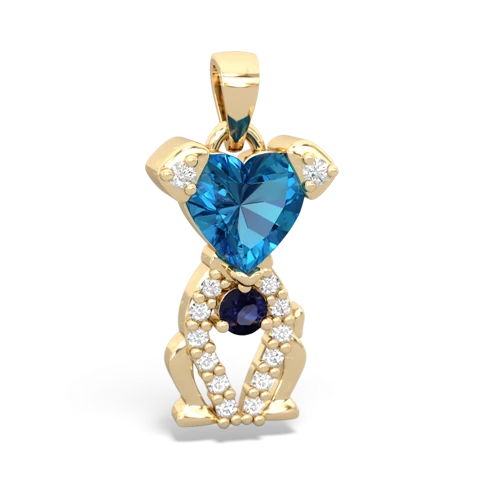 london topaz-sapphire birthstone puppy pendant